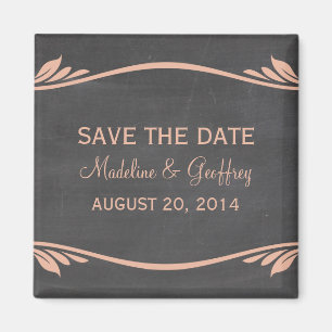 Peach Flourish Chalkboard Spara datum magneter