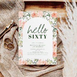 Peach Flowers Arch-Elegantens Vintage 60:e födelse Inbjudningar