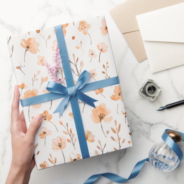 Peach Flowers Birthday Presentpapper (Gifting)