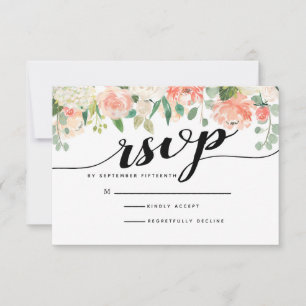 Peach & Flowers-Bröllop OSA Kort