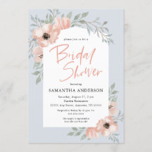 Peach Flowers Dusty Blue Handskriftlig Möhippa