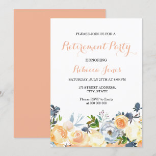 Peach Flowers Elegant Pension Party bjudan Inbjudningar