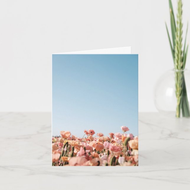 Peach Flowers Folded Greeting Card Kort (Framsida)