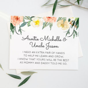 Peach Flowers ska du bli mina gudföräldrar Frieri Inbjudningar