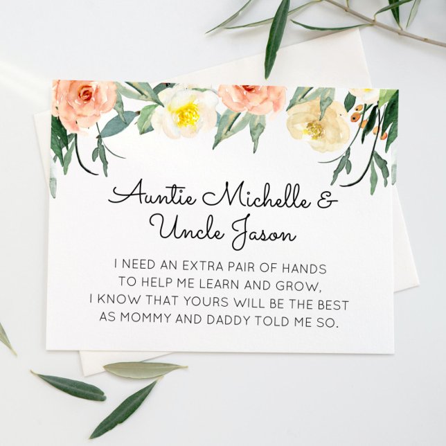 Peach Flowers ska du bli mina gudföräldrar Frieri Inbjudningar (Skapare uppladdad)