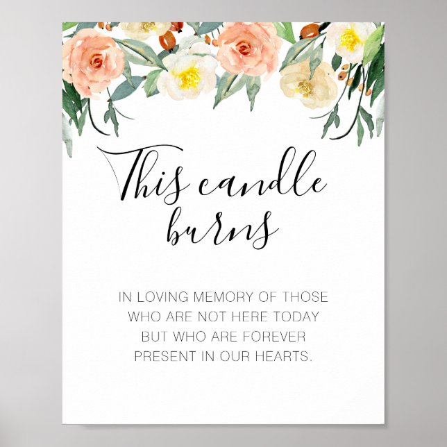Peach Flowers this Candle Burns Bröllop Memorial Poster (Framsidan)