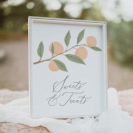 Peach Födelsedagsfest Sweets and Treats Sign Poster