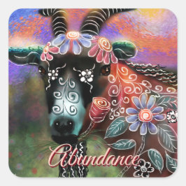 Peach för Blommigt av tamdjur av nötkreatur och an Fyrkantigt Klistermärke