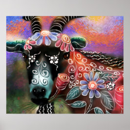 Peach för Blommigt av tamdjur av nötkreatur och an Poster