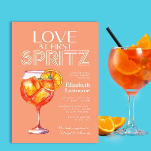 Peach Förälskelse Vid Första Spritz Bröllopsfest Inbjudningar