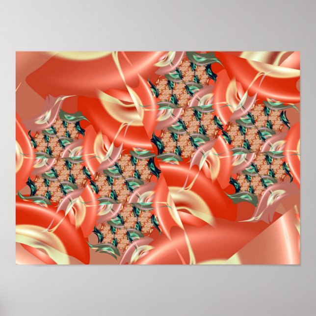 Peach Fractal Mönster Poster (Framsidan)