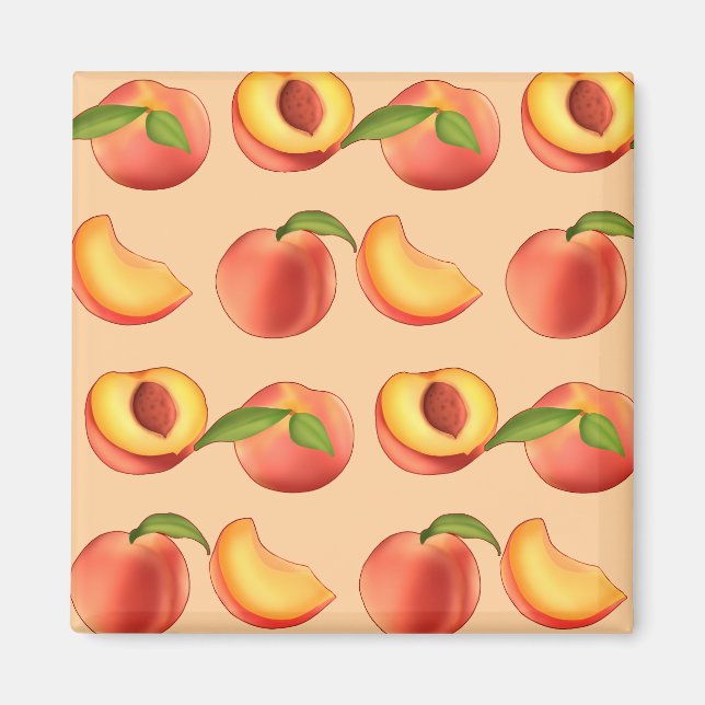 Peach Fruit Mönster Magnet (Framsidan)