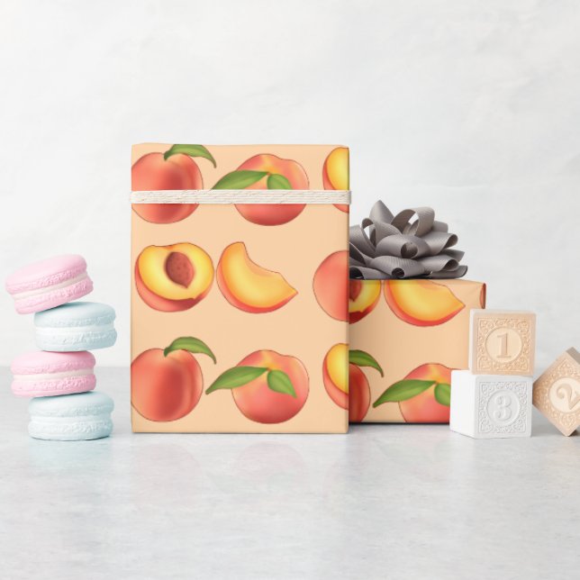 Peach Fruit Mönster Presentpapper (Baby Shower)