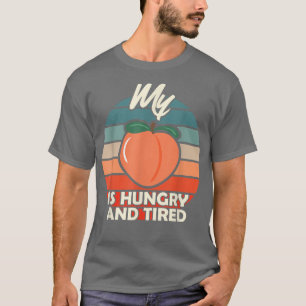 Peach Fruit Print Apricot Hungrig och Tired T Shirt