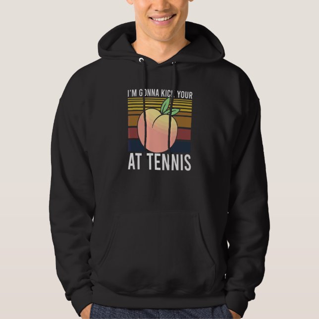 Peach Fruit Print Drupe Gonna Kick på Tennis Hoodie (Framsida)