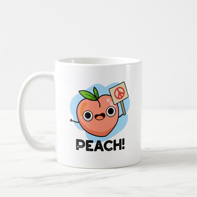 Peach Funny Peace Fruit Pun Kaffemugg (Vänster)