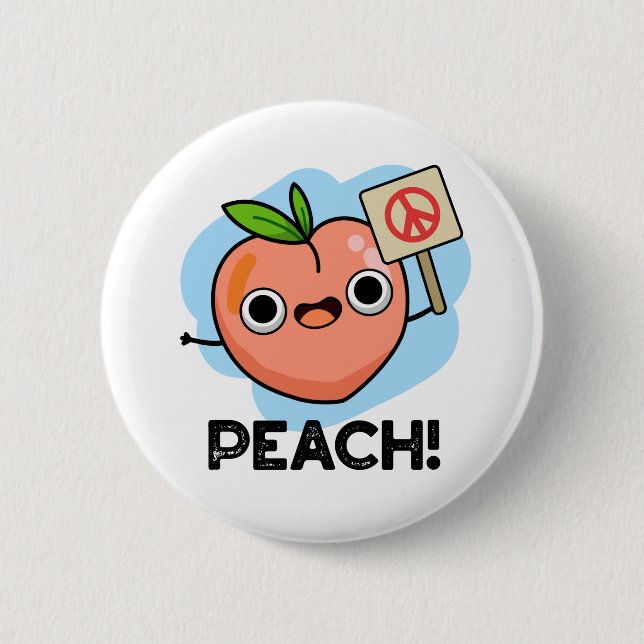 Peach Funny Peace Fruit Pun Knapp (Framsida)