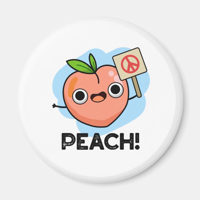 Peach Funny Peace Fruit Pun Magnet (Framsidan)