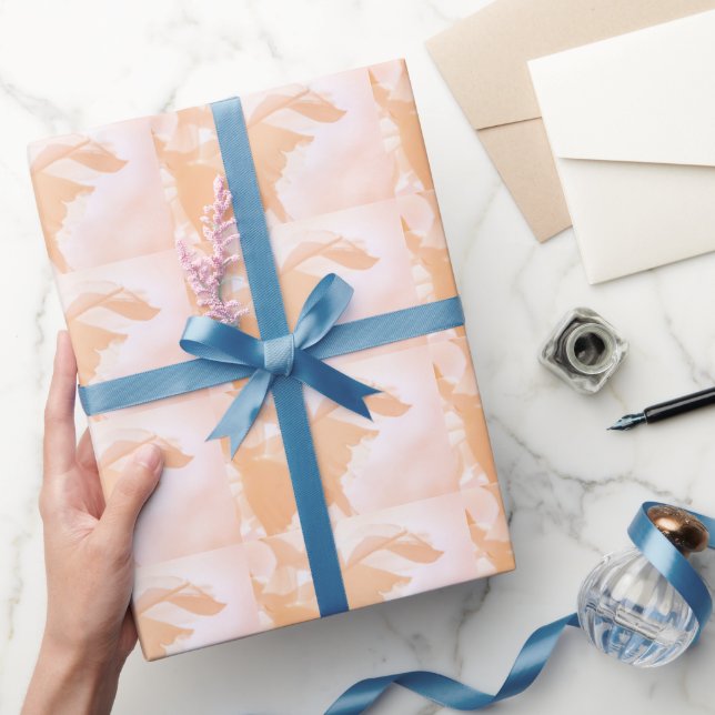 Peach Fuzz Abstrakt Blommigt Presentpapper (Gifting)