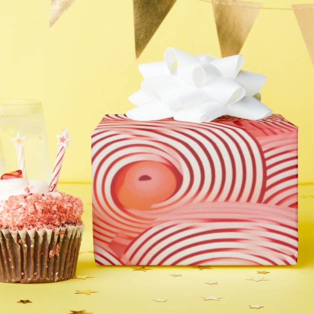 Peach Fuzz-Abstrakten Botaniska Fruktiga Mönster 1 Presentpapper (Födelsedagsfest)