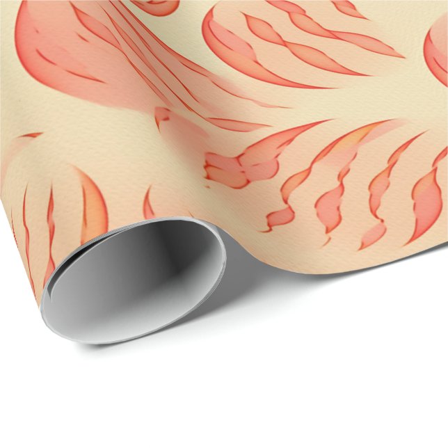 Peach Fuzz-Abstrakten Botaniska Fruktiga Mönster 1 Presentpapper (Rullad Hörn)