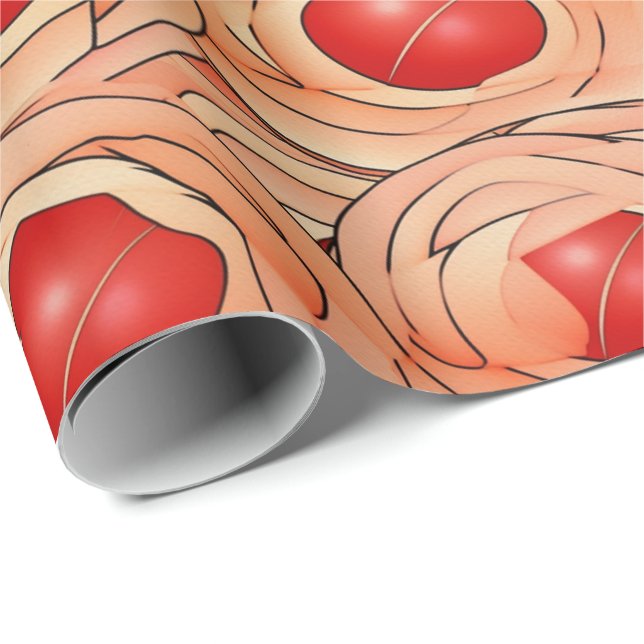 Peach Fuzz-Abstrakten Botaniska Fruktiga Mönster 1 Presentpapper (Rullad Hörn)