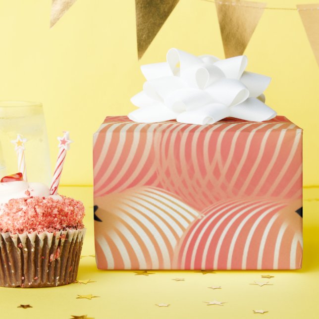 Peach Fuzz-Abstrakten Botaniska Fruktiga Mönster 2 Presentpapper (Födelsedagsfest)