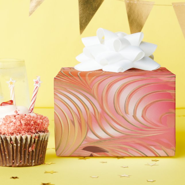 Peach Fuzz-Abstrakten Botaniska Fruktiga Mönster 3 Presentpapper (Födelsedagsfest)