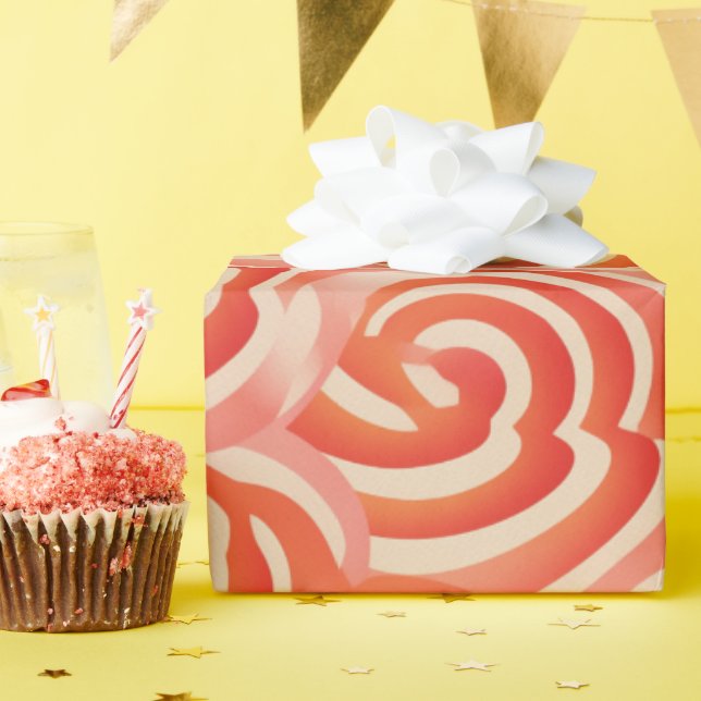 Peach Fuzz-Abstrakten Botaniska Fruktiga Mönster 5 Presentpapper (Födelsedagsfest)