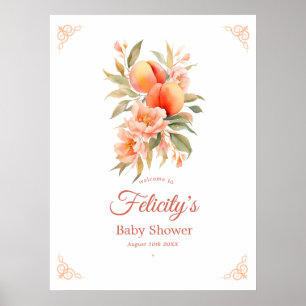 Peach Fuzz Baby Shower Välkomsthälsning Poster