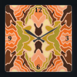 Peach Fuzz Boho Shabby chic Geometric Abstrakt Art Fyrkantig Klocka<br><div class="desc">Dekoration för fyrkantsväggsklocka, väggkonst och inredningstillbehör för dekorfärg tryckt med Peach Fuzz Boho Shabby chic Geometric Abstrakt Art Upprepa originalillustration av mönster-design med TheFabricSeal print on demand shop på Zazzle.com #ZazzleMade https://www.zazzle.com/store/thefabricseal TheFabricSeal ©️ Original. Modern abstrakt i halvsekel med contemporary med vågor som persiko-fuzz färgad linjer för en stilistisk alternativ...</div>