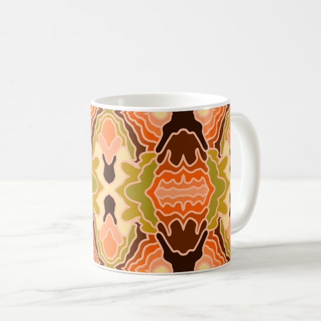 Peach Fuzz Boho Shabby chic Geometric Abstrakt Art Kaffemugg (Framsida höger)