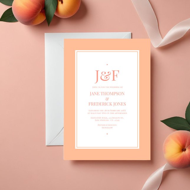 Peach Fuzz Bröllop Inbjudningar (Peach Fuzz Wedding Invitation)