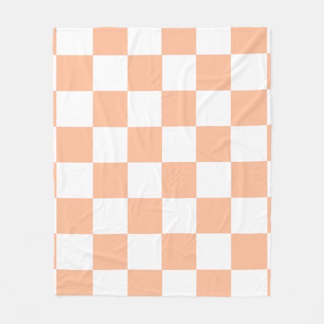 Peach Fuzz Checkated Gingham Mönster Fleecefilt (Framsidan)