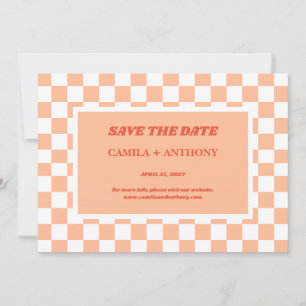 Peach Fuzz Checkated Gingham Mönster Spara Datumet