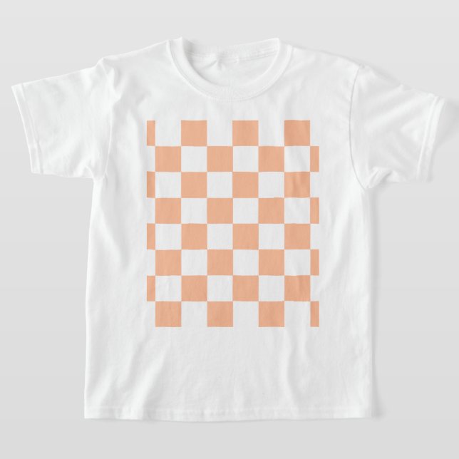 Peach Fuzz Checkated Gingham Mönster T Shirt (Laydown)