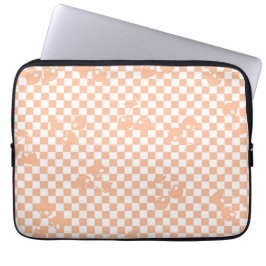 Peach Fuzz Cherry Gingham Mönster Laptop Fodral