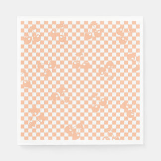 Peach Fuzz Cherry Gingham Mönster Pappersservett