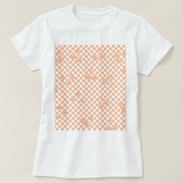 Peach Fuzz Cherry Gingham Mönster T Shirt