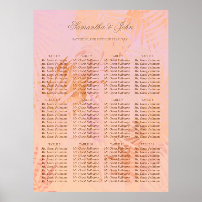 Peach Fuzz Classic Minimalist Modern Bröllop Poster (Framsidan)