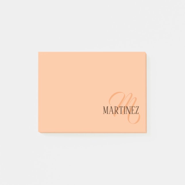 Peach Fuzz Elegant Personlig Namn Post-it Block (Framsida)