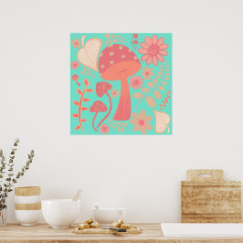 Peach Fuzz Färg, årsvampens blommigt Poster