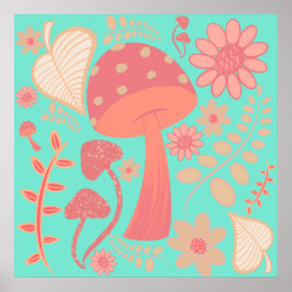 Peach Fuzz Färg, årsvampens blommigt Poster