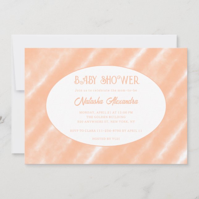 Peach Fuzz Färg Watercolor Abstrakt Mönster Inbjudningar (Framsida)