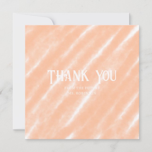 Peach Fuzz Färg Watercolor Abstrakt Mönster Tack Kort (Framsida)