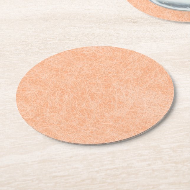 Peach Fuzz Faux Leather Underlägg Papper Rund (Vinklad)