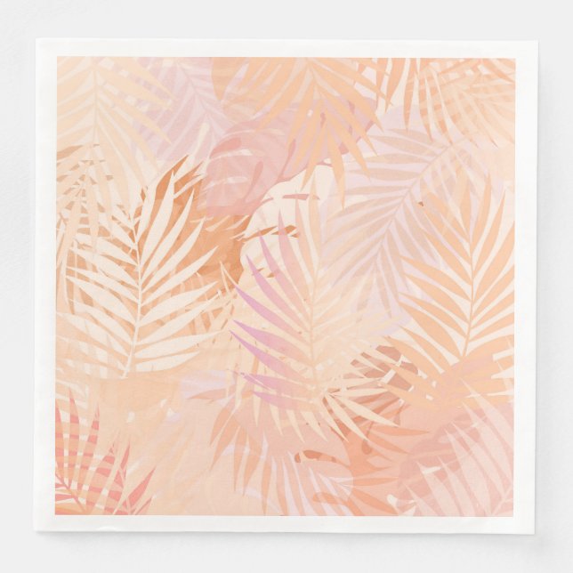 Peach Fuzz-minimalistiskt modernt tropiskt Löv Pappersservett (Framsida)