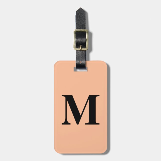Peach Fuzz Monogram - första anpassade namngivning Bagagebricka (Vertikal Framsida)