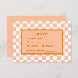 Peach Fuzz Orange Checkated Gingham Mönster OSA Kort