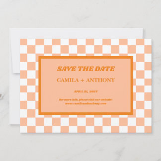 Peach Fuzz Orange Checkated Gingham Mönster Spara Datumet